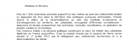 Accès des urbanistes à la Fonction publique territoriale : le courrier des présidents du CNJU et d'UT à Marylise Lebranchu